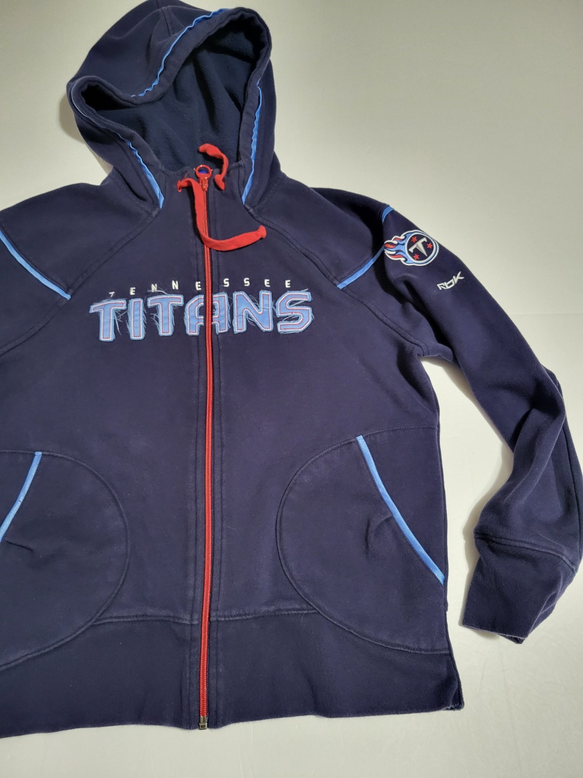 (#12)Tennessee Titans Reebok NFL Team Apparel Women's Large Full Zip Blue Hoodie thumbnail 4