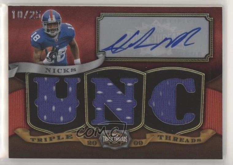 2009 Topps Triple Threads Relics 10/25 Hakeem Nicks #TTRA-86 Rookie Auto RC ti8