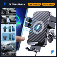 15W Fast Wireless Car Charger - Auto-Clamping Air Vent Phone Mount, Qi Compatibl