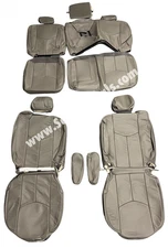 MEDIUM GRAY LEATHER SEAT COVERS KIT FOR GMC SIERRA / CHEVY SILVERADO CREW CAB
