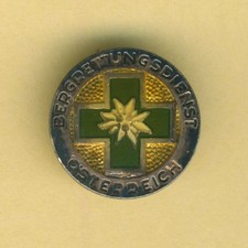 BERGRETTUNGSDIENST &Ouml;STERREICH seltenes Abzeichen / Anstecknadel wohl versilbert