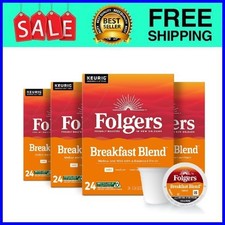 4 pack Folgers Breakfast Blend, Mild Roast Coffee, Keurig K Cup Pods, 24 Count