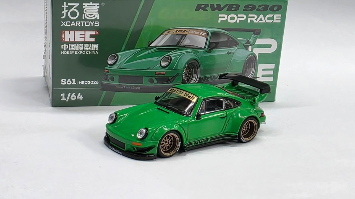1:64 Pop Race Xcartoys Porsche 911 930 RWB Green HEC 2026 Beijing
