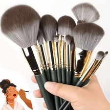14-Piece Professional Makeup Brush Set with Leather Travel Case Beauty