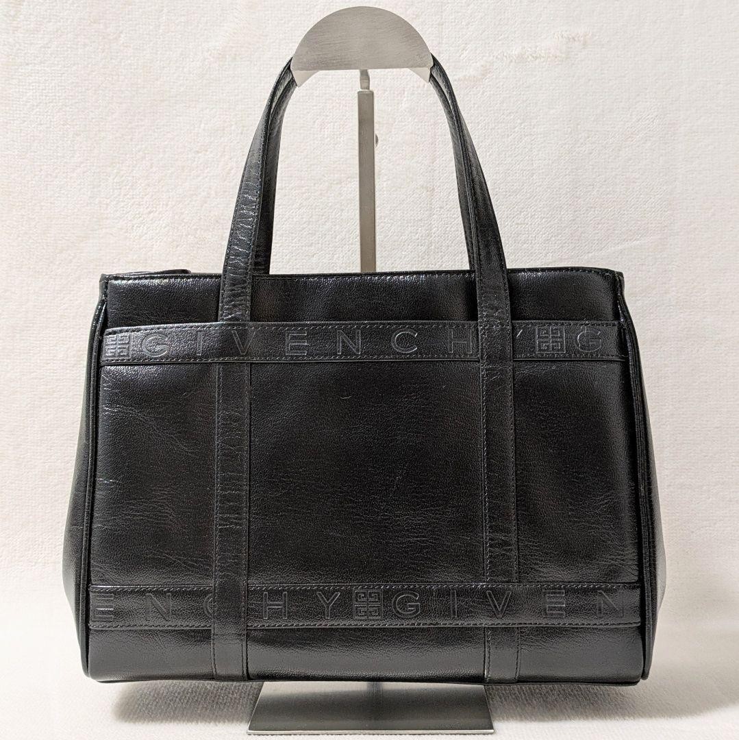 Givenchy Leather Handbag Black Logo Embossed Classic Style for Women thumbnail 3
