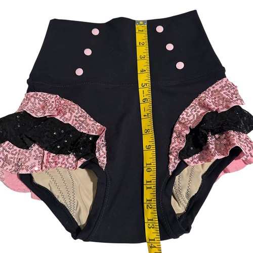 Nuevo sin etiquetas Top Halter de Lentejuelas y Botón de Espera Alta Pantalones Cortos Rosa y Negro XS - Imagen 10 de 11