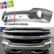 Front Bumper W Fog Hole Fits Chevy Silverado 1500 2016-2018 Silver Ice Metallic Front Bumper W Fog Hole Fits Chevy Silverado 1500 2016-2018 Silver Ice Metallic