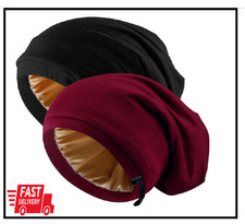 2 Pcs Adjustable Silk Satin Bonnet Hair Wrap for Sleeping - Silk Lined Slouchy w
