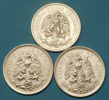 3 - 1944 Mexico 50 Centavos Silver Brilliant Uncirculated