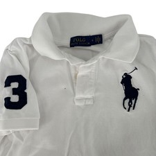 Polo Ralph Lauren Kids White Polo Shirt Navy Big Pony Logo Number 3 Applique