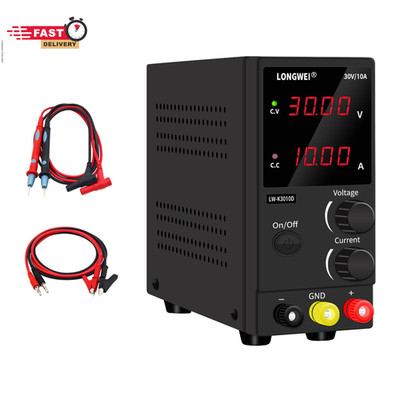 LONGWEI DC Power Supply Variable,30V 10A 4 Digital LED Display Adjustable Regula