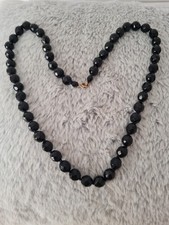 Retro Black Glass Faceted Beaded Statement Necklace