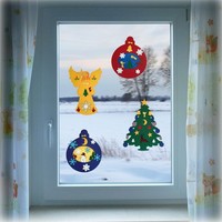 Bastelset Fensterbilder Weihnachten - Vier Motive (Tannenbaum)