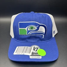 Seattle Seahawks Throwback '47 Brand Adjustable Trucker hat Blue Mesh & Visor