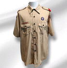 Boy Scouts of America Bsa Men's Adult Shirt Xl Tan Sewn Patches Short Sleeve