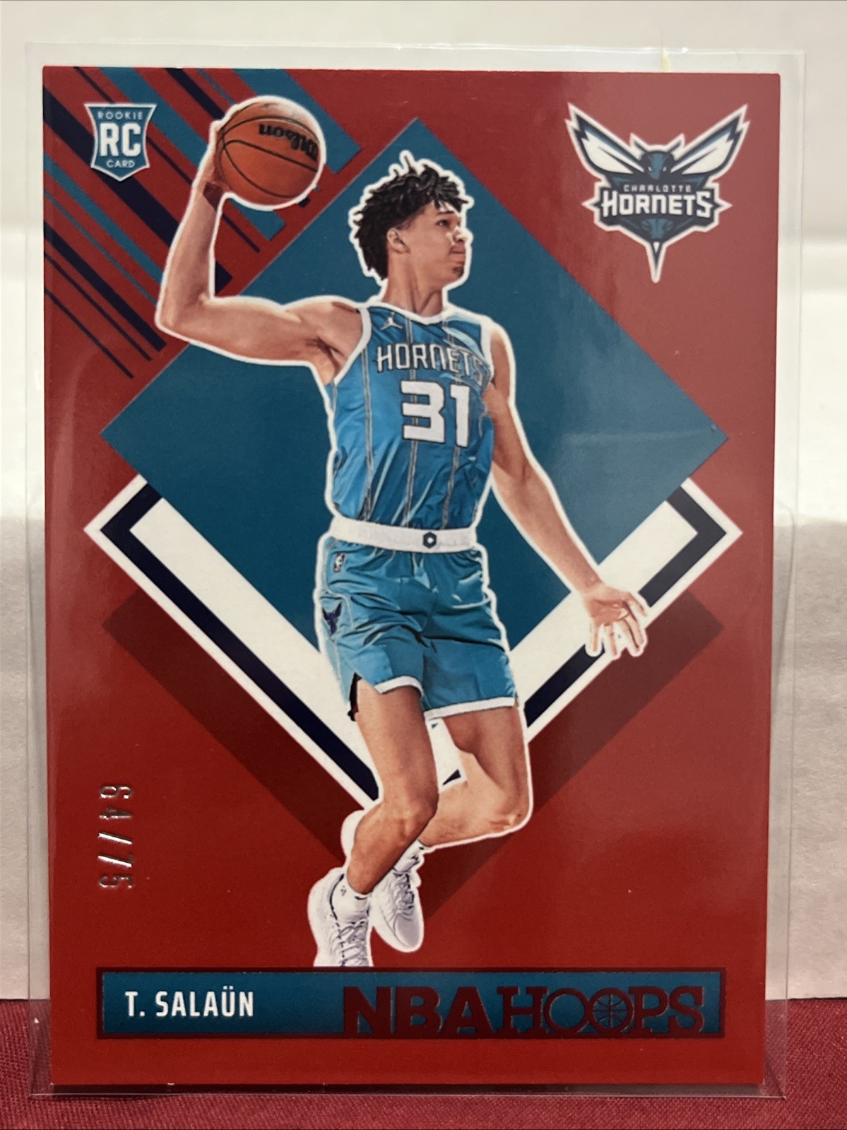2024-25 NBA Hoops Tidjane Salaun RC #292 Hoops Tribute Red /75 Hornets