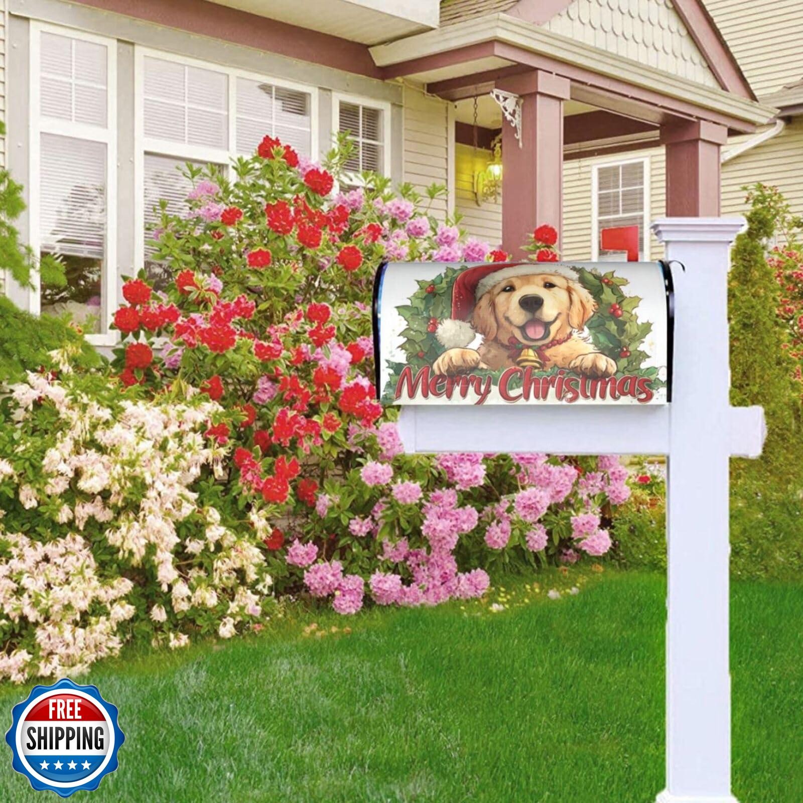 Taekifiyy Christmas Dog Mailbox Covers Magnetic Letterbox Covers 