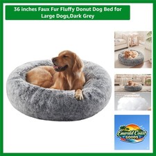 Comfort  Style: 36" Dark Grey Donut Dog Bed for Large Dogs - Non-Slip Base