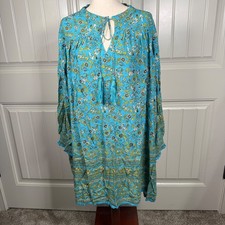 Natural Life Women's XL Floral Tassel Tie Long Sleeve Dress NWT Boho Peasant