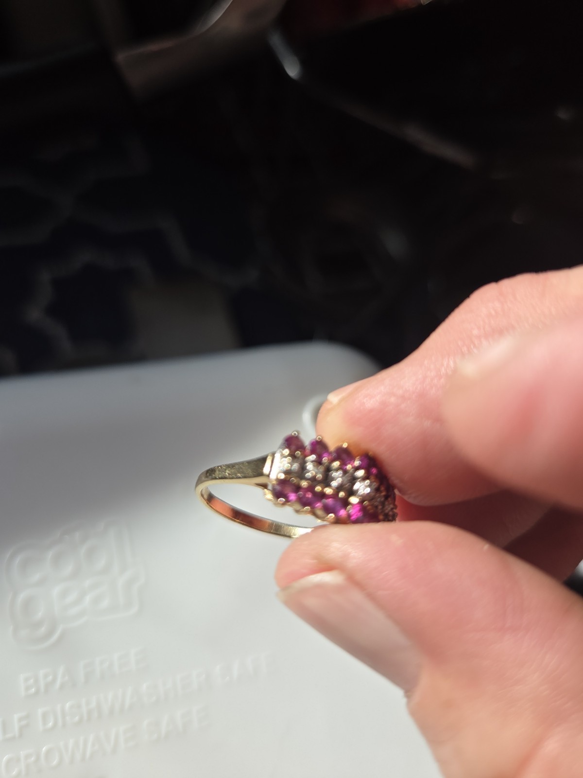 14K Solid Yellow Gold Ruby Ring - Size 7 - image 8