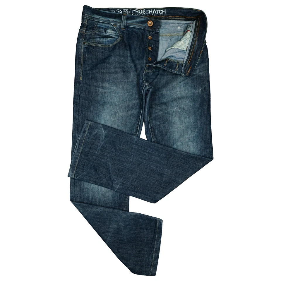 CROSSHATCH W36 L34 Jeans Azul Para Hombre Regular Fit Straight Leg Con Riegel 52 - Imagen 2 de 4