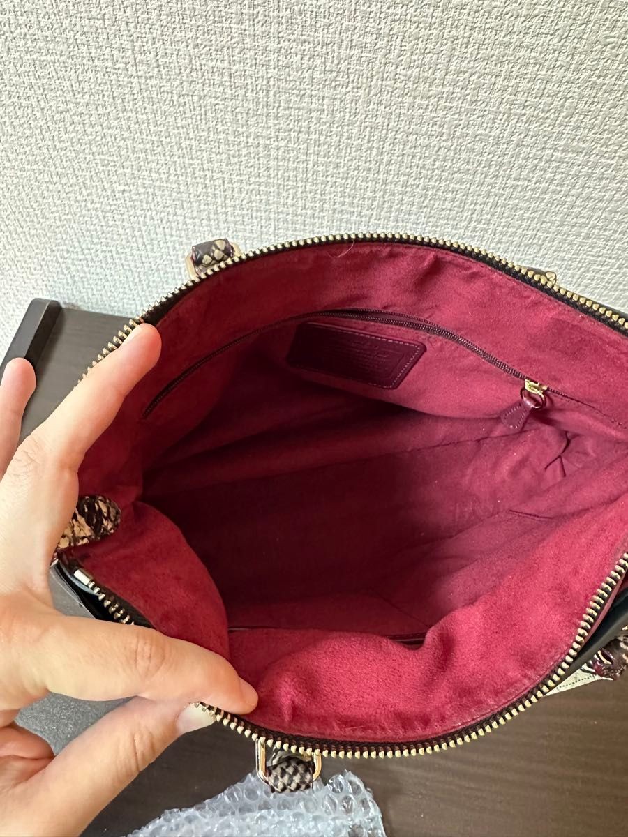 COACH Signature Handbag Brown Python Pattern 13a - image 4