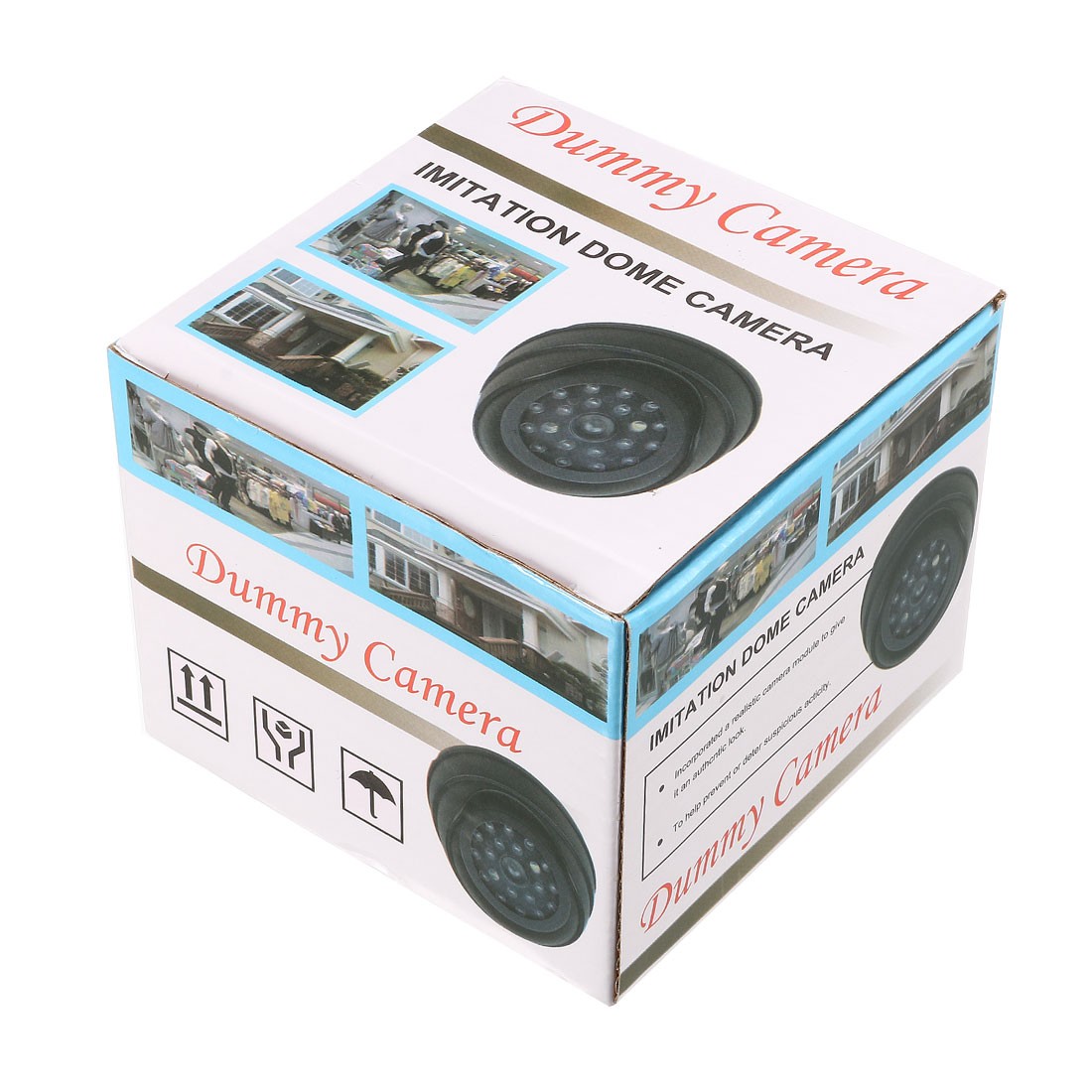 4pcs Fake Security Camera Dummy Dome CCTV with Red LED Light White