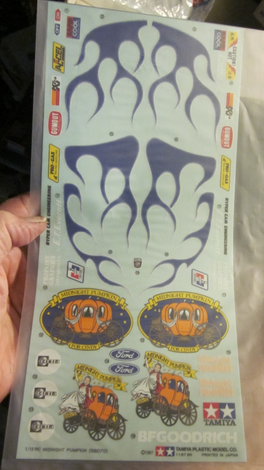 1987 Tamiya Midnight Pumpkin RC 1:12 ORIGINAL Decal Sticker Sheet KIT 58070  NEW