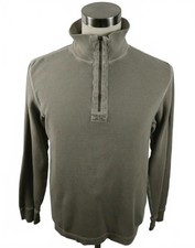 Calvin Klein Jeans Mens Textured Cotton LS 1/4 Zip Solid Taupe Sweater Large