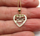 10K Tricolor "MOM" Heart Pendant Necklace 19" 1.2 Gr [N147] — photo 4