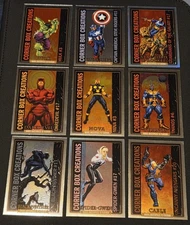 Marvel Masterpieces 1992 Platinum Corner Box Creations LOT of 9 with 2 Rainbow🌈