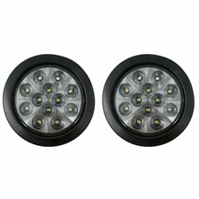 4 White 12 Led Round Backup Reverse Truck Light With Grommet Pigtail - Qty 2