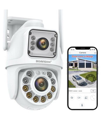 Dual Lens Linkage Security Camera Outdoor,Wireless PTZ Dual Screen Camera,360...