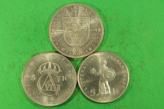 5 Kronor 1935 1952 1962 alle unc! 37g Feinsilber