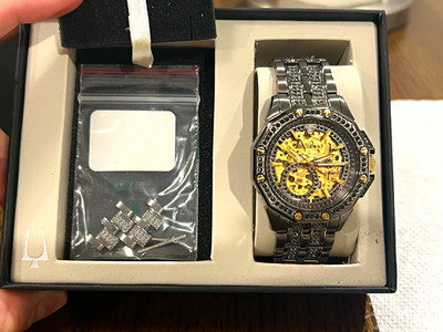Bulova Maquina Men's Automatic Skeleton 46mm 100m Gray Steel Bracelet Box