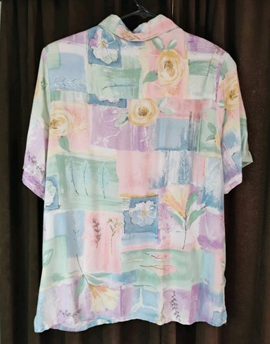 Camisa floral pastal vintage Alfred Dunner para mujer 14 Petite - Imagen 5 de 11