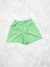 Vintage Stampede Green Denim High Waisted Elastic Waist Shorts Made in USA L