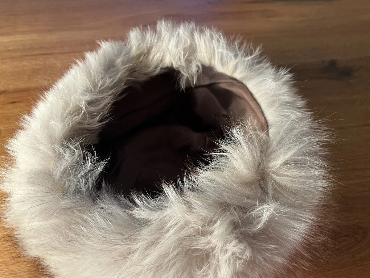 Vintage Pelzhut Echtpelz Fuchs Weiß Grau Schiwagohut Winter Mütze 70er