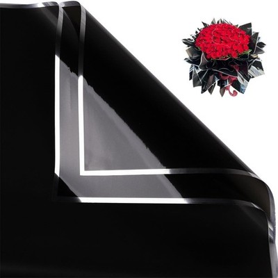 20 Sheets Flower Wrapping Paper Black Silver Line Waterproof Bouquet Florist