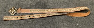 Leatherock Brown Leather Belt with Embellished Stone & Brass 