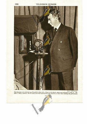 John L Baird Watches First Televised Play, 1930, Buchillustration (Print), 1935
