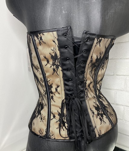 2pc Black Lace Skirt Corset Cosplay Victorian Coquette Wimsigoth Steampunk M/L - Picture 16 of 24