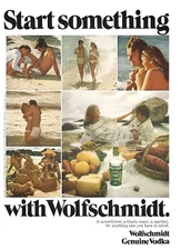 1974 Wolfschmidt Genuine Vodka Beach Couple Start Something vintage Print AD