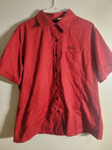 Camicia Pizza Hut donna GRANDE manica corta top abbottonato UNIFORME ROSSA NUOVA - Foto 3 di 6