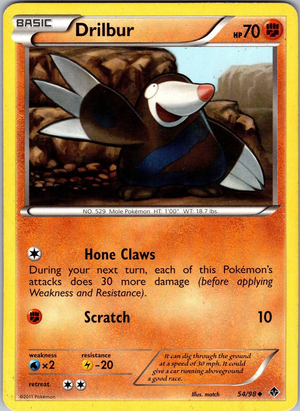Pokemon TCG Drilbur B&W Emerging Powers 54/98 Regular Uncommon Card Played LP