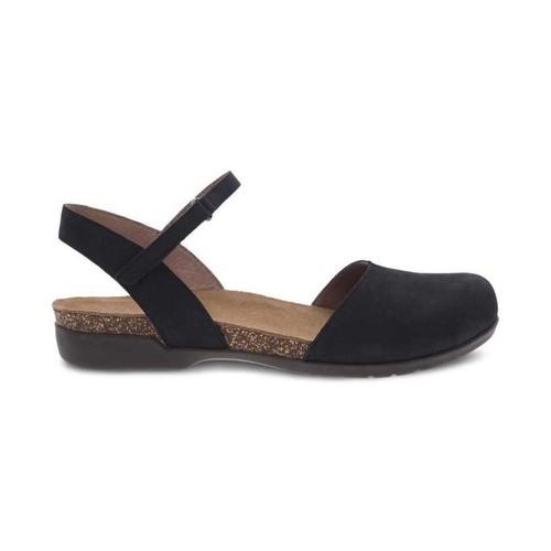 Dansko Womens Rowan Closed Toe Flat Sandal- Black Nubuck | Cleary's Shoes & Boots