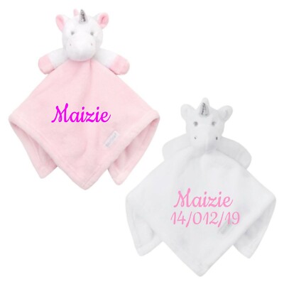 Personalised Babytown Soft UNICORN Comforter Taggy taggie tag Blanket Gift