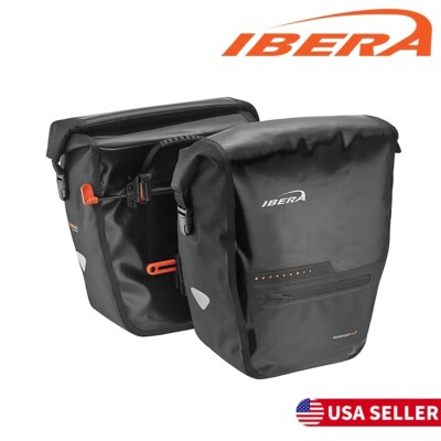 Ibera Bike Panniers Bag Rear Waterproof Bicycle Carrier Clip-On Double Trunk Bag