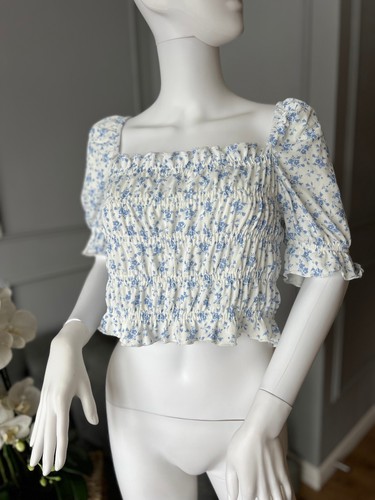 Camicetta Coast Crop Top manica a sbuffo corpetto con scollatura taglia 14 NUOVA
