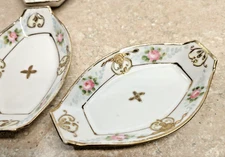 Antique Nippon Hand Painted Gold Cross Porcelain Salt / Sauce Dishes (Set Of 5)